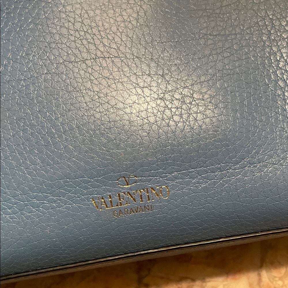 Authentic Valentino Garavani used Blue Studded Crossbody Bag - Picture 5 of 16